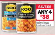 Koo Baked Beans In Tomato Sauce(Including Lite Variant)-4X410g