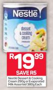 Nestle Dessert & Cooking Cream 290g Or Evaporated Milk-380g Each