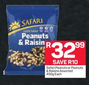 Safari Peanuts Or Peanuts & Raisins-450g Each