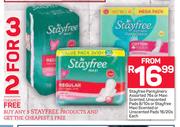 Stayfree Pantyliners 76's/Maxi Scented/Unscented Pads 8/10's Or Maxi Scented/Unscented 16/20's-Each