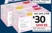 PnP 2 Ply Facial Tissues Assorted-2 x 180s