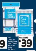 PnP Check Or Honeycomb Dish Cloths Assorted 3 Pack-Per Pack