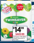 Twinsaver 2 Ply Roller Towels Assorted-2s Per Pack