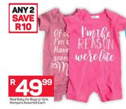 Real Baby For Boys Or Girls Rompers Assorted Each-For 2