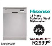 Hisense 12 Place Stainless Steel Dishwasher S/N 67990BF