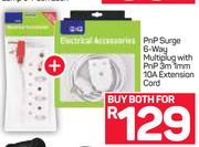 Pnp Surge 6 Way Multiplug With Pnp 3m 1mm 10A Extention Cord-For Both