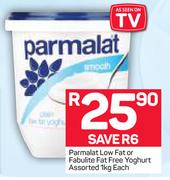 Parmalat Low Fat Or Fabulite Fat Free Yoghurt-1kg Each