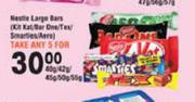 Nestle Large Bars Kitkat/Barone/Tex/Smarties/Aero-5 x 40g/42g/45g/50g/55g 