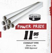 Conduit Pipe-20mmx4m Each