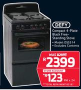 Defy Compact 4 Plate Black Free Standing Stove DSS514