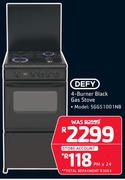 Defy 4 Burner Black Gas Stove SGG5 1001NB