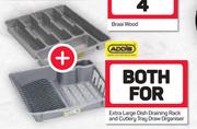 Addis Extra large Dish Draining Rack & Cutlery Tray Draw Organiser-Both For