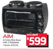 Aim 22Ltr Mini Oven With 2 Hotplates ACO22G