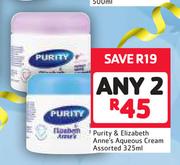 Purity & Elizabeth Anne's Aqueous Cream Assorted-2 x 325ml