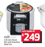 O2 Cook 5.8Ltr Stock Pot With Stainless Steel Lid