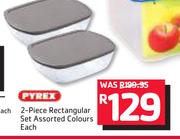 Pyrex 2-Piece Rectangular Set In Assorted Colours-Each