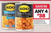 Koo Baked Beans In Tomato Sauce(Including Lite Variant)-Any 4X410g