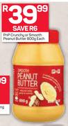 PnP Crunchy Or Smooth Peanut Butter-800g Each