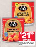 All Gold Apricot & Peach Or Smooth Apricot Jam-900g Each