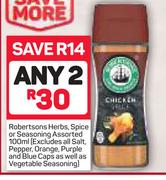 Robertsons Herbs, Spice Or Seasoning-Any 2x100ml 