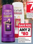 L'Oreal Paris Elvive Shampoo Or Conditioner-2X200/250ml