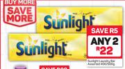 Sunlight Laundry Bar Assorted-2 x 400/500g