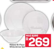 Ribbed 16 Piece White Dinner Set