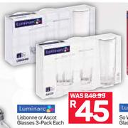 Luminarc Lisbonne Or Ascot Glasses 3 Pack-Each