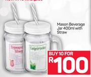 Mason Beverage Jar-400ml With Straw-For 10