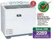 Defy 8kg White Twin Tub Washing Machine DTT161/171