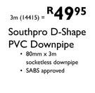 Southpro D-Shape PVC Downpipe 3m