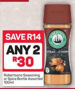 Robertsons Seasoning Or Spice Bottle Assorted-2x100ml