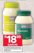 PnP Mayonnaise Assorted Or Reduced Oil Salad Cream-790g Each