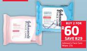 Johnson's Face Care Wipes-2 x 25s