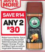 Robertsons Herbs,Spice Or Seasoning Assorted-2 x 100ml