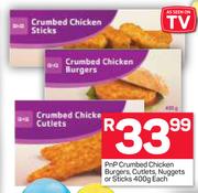 PnP Crumbed Chicken Burgers/Cutlets/Nuggets Or Sticks-400g Each