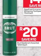 Brut Deodorant Assorted-120ml Each