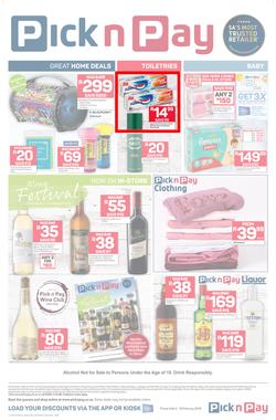 Pick n Pay  Gauteng, Free State, North West, Mpumalanga, Limpopo and Northern Cape : Save Now (04 Feb - 10 Feb 2019), page 0
