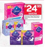 Libresse Maxi Pads Duo's & Liners Assorted-40's Each