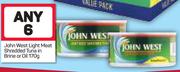 John West Light Meat Shredded Tuna In Brine Or Oil-6x170g