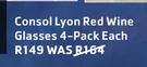 Consol Lyon Red Wine Glasses 4 Pack-Each