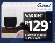 Consol Stemless Glasses 4 Pack-Each