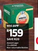 Amstel Lager Non Returnable Bottles-12 x 660ml