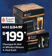Russell Hobbs Classique Hi Ball Or Whiskey Glasses 4 Pack-Each