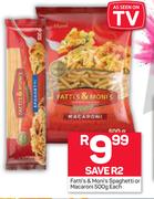 Fatti's & Moni's Spaghetti Or Macaroni-500g Each