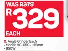 Ryobi Angle Grinder 650W 115mm HG-650-Each