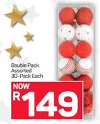 Bauble Pack Assorted 30 Pack-Each