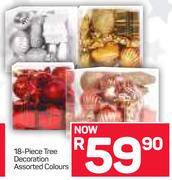 18 Piece Tree Decoration Assorted Colours