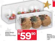 80mm Design Baubles Assorted 3 Pack