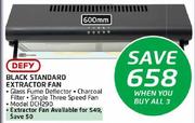 Defy 600mm Black Standard Extractor Fan DCH290